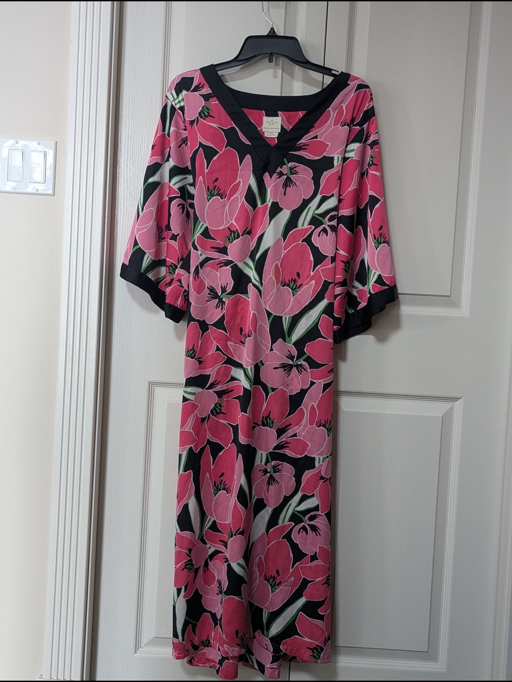 kate spade Black and Pink Floral V-Neck Dress